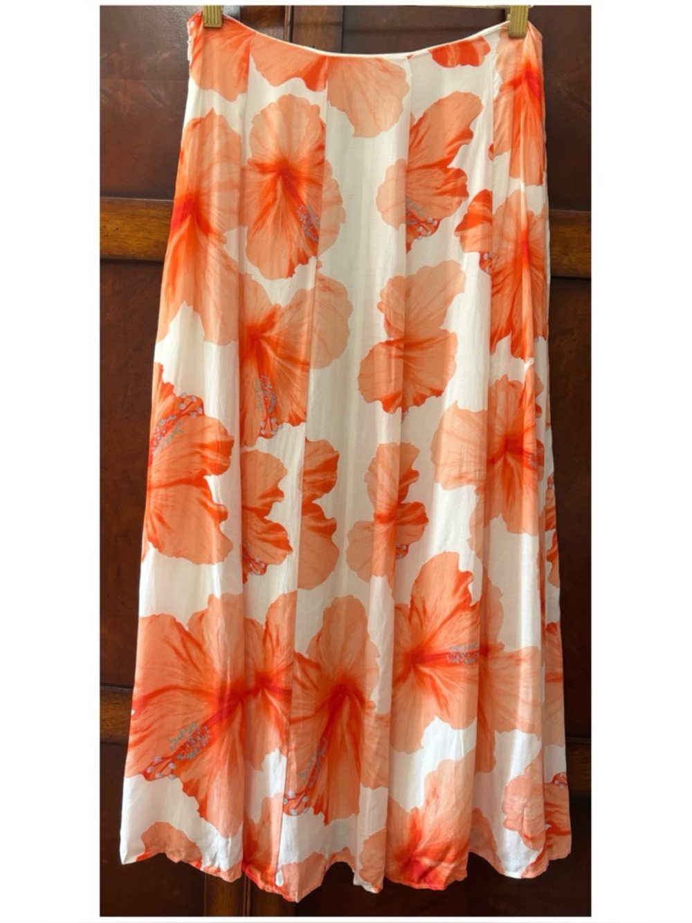 NWOT Anthropologie Farm Rio Hibiscus Skirt in Orange & White  Size Small